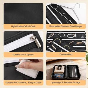 Porte-bijoux suspendu à fermeture éclair de grande capacité avec 80 poches, sac de rangement transparent pour économiser de l'espace, pour l'affichage des accessoires de bijouterie - Product Image 5