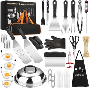 Juego de Accesorios para Parrilla de Acero Inoxidable Multifunción Resistente al Calor, Juego de Herramientas para Barbacoa al Aire Libre con Espátula y Raspador - Product Image 1
