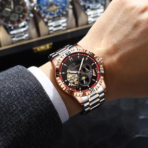 Poedagar 1415 Montre automatique mécanique pour homme en acier inoxydable original, bracelet en acier inoxydable, étanche 3 ATM - Product Image 5