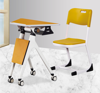Conjunto de Mesa y Silla Plegable Modular para Aula, Diseño Hexagonal Trapezoidal, para Capacitación Artística, Venta al Por Mayor de Fábrica