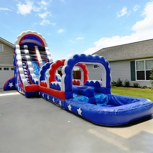 Tobogán Acuático Inflable Gigante Personalizado con Bandera Americana de 15 m para Niños - Product Image 1