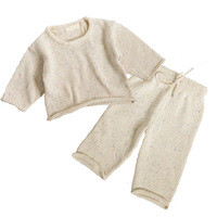 Pakaian Bayi Butik Kustom Grosir Set 2 Potong Sweater Bayi Laki-laki Desain Rajut Katun Lembut Pakaian Musim Dingin Bayi Baru Lahir