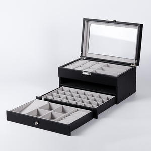 Большой роскошный переносной органайзер для ювелирных изделий с 3 ящиками, зеркальный квадратный футляр из МДФ для ювелирных изделий, Женский Дорожный Кожаный Ящик для хранения - Product Image 2