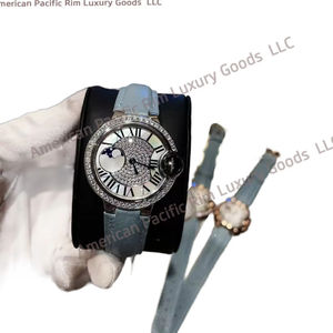 Montre-bracelet pour homme et femme, bracelet en acier plaqué or, entièrement sertie de diamants, étanche, mouvement Seiko, fond de boîtier en acier inoxydable - Product Image 1