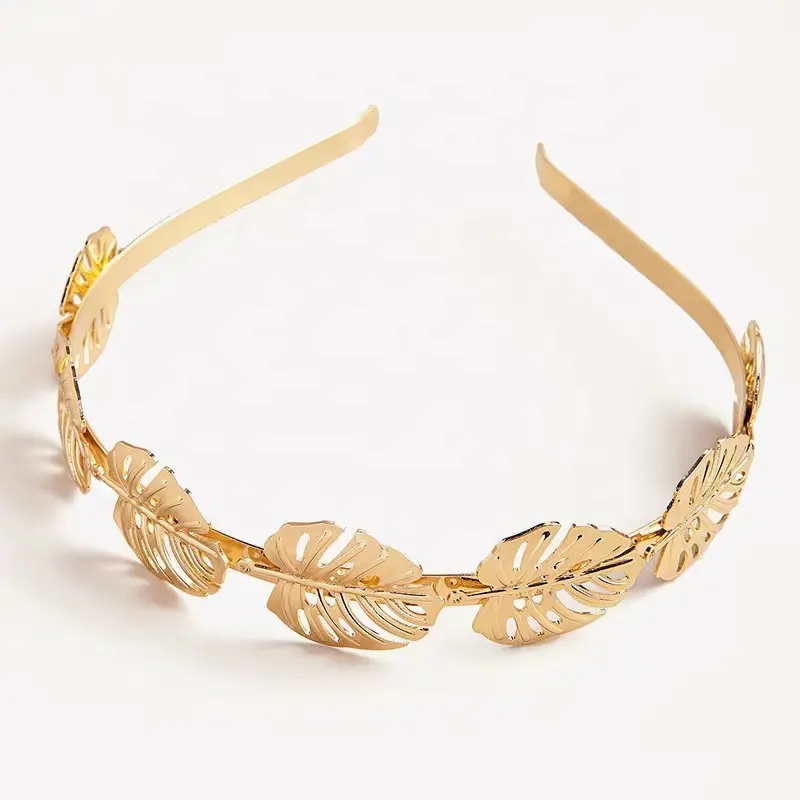 Dropshipping Hot selling headwear retro style golden leaf headband hair accessories simple sweet olive leaf headband