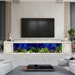 Mueble para <span class=keywords><strong>TV</strong></span> Ultra Blanco con Pecera Abierta para Peces Dorados, Sala de Estar, Nuevo Modelo 2025, Pecera Grande Ecológica sin Agua, Dragón Dorado - Product Image 2