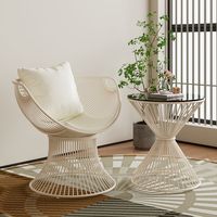 Fauteuil individuel de style influenceur, ton crème nordique, design de luxe léger, ensemble trois pièces pour salon et balcon