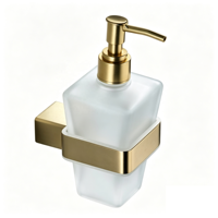 Distributeur de savon mural en acier inoxydable 304 brossé couleur bronze avec bouteille en verre dépoli pour salle de bain