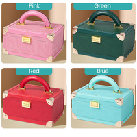 Boîte cadeau en cuir PU de grande capacité personnalisée, boîte d'emballage de luxe à clapet, boîte cadeau vide en cuir PU portable avec poignée