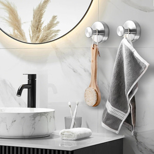 Gancio a ventosa adesivo resistente in acciaio inossidabile Quick Stick per cappotti, cappelli, accappatoi, <span class=keywords><strong>bagno</strong></span> e cucina in stile moderno minimalista - Product Image 2