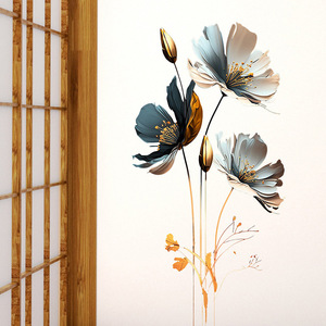 1pcs Art Déco Texture tridimensionnelle en relief Fleurs Autocollants muraux en PVC pour la chambre à coucher Décoration intérieure pour enfants - Product Image 3