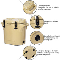 Glacière ronde rotomoulée 27QT à sortie directe d'usine avec règle de mesure de poisson, maintien de la glace pendant 5 jours pour le camping et la pêche