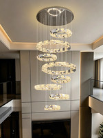 Lustre LED en cristal et acier inoxydable argenté, style minimaliste italien, pour salon double hauteur, villa, duplex, éclairage moderne