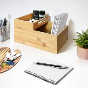 Bamboo Storage <b>Box</b> With Drawers Multi Layer Stackable Desktop Organizer For Jewelry And <b>Makeup</b> Accessories - Product Image 4