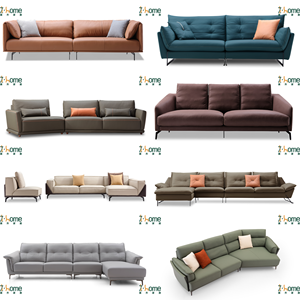 Sofá de Cuero con Diseño de Cuadrícula, Reposabrazos Enrollado, Cojín Trasero con Botones, Patas Metálicas Delgadas, Moderno, para Sala de Estar, Hotel, Villa - Product Image 4