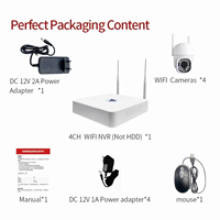 4-Kanal WLAN-Überwachungskamerasystem 2MP 3MP 5MP Vollfarbig IP66 Wasserdicht Bewegungserkennung Außenbereich Heim-CCTV-Überwachungs-NVR-Kit