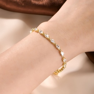 Fashion Jewelry Eco-friendly <b>Copper</b> 14k Gold Filled Marquise-cut 3*6mm Vvs Gra Zircon Diamond Tennis <b>Bracelet</b> for Women - Product Image 5