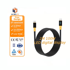 100W LED hiển thị PD sạc nhanh 1.2m 2M USB C Cáp LED hiển thị silicon Loại C đến C Cáp dữ liệu hiển thị kỹ thuật số - Product Image 1