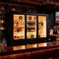 Réfrigérateur de bar sous comptoir noir à 2 portes, mini-vitrine, refroidisseur de bière 490L-1700L à contrôle numérique