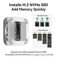 Docking Station Mac Mini M6 M4 Pro, Enclosure SSD M.2 NVMe, Hub USB 3.2 10Gbps, HDMI 4K 60Hz, Pembaca Kartu SD TF, Hub USB-C
