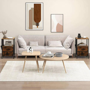 Table de chevet moderne convertible OEM&ODM avec 2 tiroirs, station de charge, table d'appoint en bois massif et métal, forte capacité de charge - Product Image 6