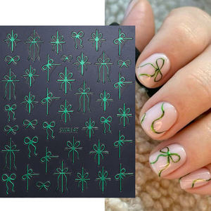 Autocollants pour ongles en forme de nœud cadeau de Noël, 3 couleurs, or métallique, vert, <span class=keywords><strong>rouge</strong></span>, design simple en ruban, bricolage, autocollants pour <span class=keywords><strong>manucure</strong></span>, décorations de vacances - Product Image 6