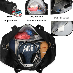 Faible QUANTITÉ MINIMALE DE COMMANDE Personnalisé Sec et Humide Séparation Femmes Hommes Gym Fitness Sport Sacs Polochon de Voyage Noir Sac Étanche avec Trousse De Toilette - Product Image 2