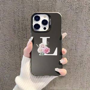 Fleur grande lettre impression plaqué argent clé TPU PC housse de té<span class=keywords><strong>l</strong></span>éphone portable pour <span class=keywords><strong>Iphone</strong></span> 8 X Xr <span class=keywords><strong>Xs</strong></span> 11 12 13 14 15 16 Pro 17 - Product Image 3