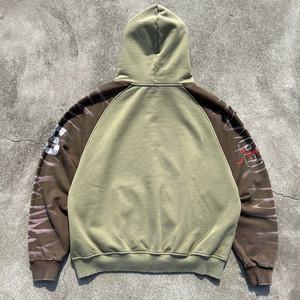 เสื้อฮู้ดดี้วินเทจแบบมีรอยขาด ซิปแบบแร็กแลน พิมพ์ลายสกรีน ผ้าคอตตอนหนานุ่ม ซักแล้ว ทรงโอเวอร์ไซส์ ผ้าเฟรนช์เทอร์รี่ ซิปหน้า - Product Image 3