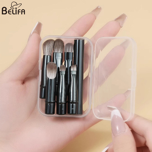 6 uds negro alternativo mezcla rubor doble cara en ángulo Stpple sombra de ojos corrector maquillaje viaje Mini juego de brochas para ojos - Product Image 6