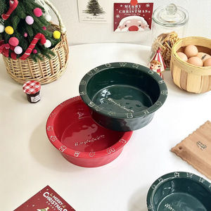Service de table de Noël, bols ovales profonds rouge et vert, compatibles lave-vaisselle, pour les repas et les cadeaux de fêtes - Product Image 4