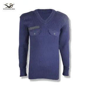 Jersey de manga larga con cuello en V de punto para hombres, suéter táctico cálido de invierno para uso diario