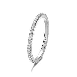 Dropshipping Anillo de Plata de Ley 925 para mujer, banda de boda, Zirconia cúbica, anillo de <span class=keywords><strong>compromiso</strong></span> apilable de eternidad completa - Product Image 4