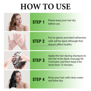 Shampooing de coloration à base de plantes au ginseng naturel sans coloration du cuir chevelu lisse et facile à utiliser pour l'application de teinture à la maison - Product Image 4
