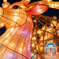 Lanterne de rennes et de Père Noël en soie artisanale, décoration festive extérieure, ensemble géant d'affichage lumineux LED pour les fêtes