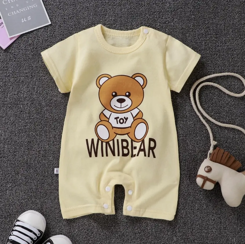 New High Quality Baby 100% Cotton Overall Romper Summer Children's Short Sleeve Cloth Baby Dresses Cartoon Jumpsuit Bodysuit