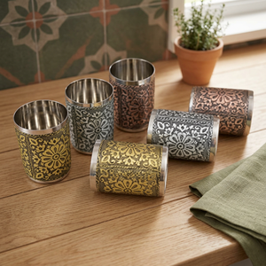 Verre en acier inoxydable à motif floral, double paroi, design bohème, cadeau de fête, vaisselle unisexe - Product Image 5