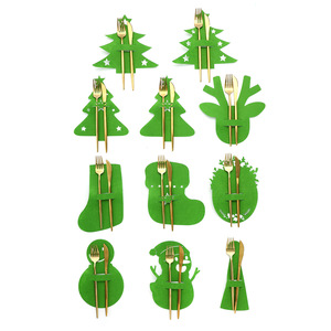New cross-border Christmas cutlery set, felt <b>cloth</b> cutlery mat, Christmas home and hotel <b>table</b> decoration. - Product Image 3