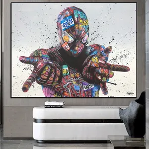 Luxus Comic Spider Player Zusammenfassung Lustige Malerei Leinwand Bilder Poster Wand kunst Cuadros Wohnzimmer Home Kinderzimmer Dekor