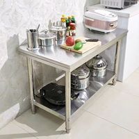 Table de préparation de cuisine en acier inoxydable commercial avec étagère inférieure, pieds réglables, finition mate brossée, robuste, pour restaurant et hôtel