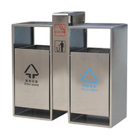 Poubelle extérieure en métal à 2 compartiments poubelle peut à l'extérieur de la rue double poubelle de recyclage poubelle commerciale en acier double