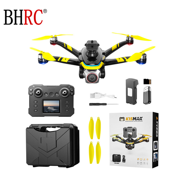K15 Max Four Way Obstacle Avoidance Brushless Motor Drone High Wind Resistance Mini 4k 2.4g Rc Drone with Screen Remote Control