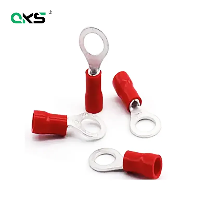 RV SeriesBrass Round Electrical Wire Connectors Ring Type Pre-insulated Cable Lug Crimp Terminals RVS1.25 RV2 RVS3.5-4