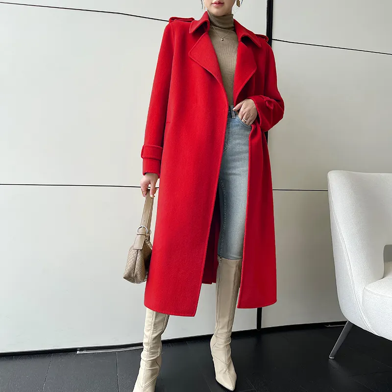 The Newest Luxury Korea Korean Coat Women's Woman Lamb Wocustomized Long Clothes Ladies Fashion Winter Cashmere Wool Trench Coat