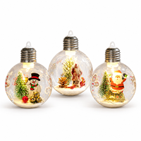 Beleuchtete Weihnachtsornamente Schneemann Weihnachtsmann Diorama Klare Glas-Kugel Hängedekoration für Weihnachtsbaum Feiertagsheim Weihnachtsgeschenk
