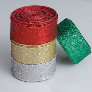 4cm 가죽 솔리드 글리터 크리스마스 리본 수제 DIY 포장 리본 크리스마스 트리 장식용 - Product Image 5