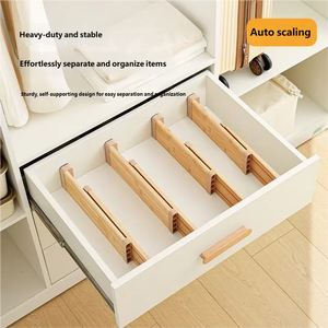 Séparateur de <span class=keywords><strong>tiroir</strong></span> en bois, télescopique intégré sans ressort, pliable, en <span class=keywords><strong>plastique</strong></span> ABS, organisateur de vêtements flexible - Product Image 4