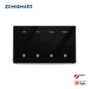 Interruptor de <span class=keywords><strong>Luz</strong></span> Inteligente Zemismart Tuya Zigbee DIY Horizontal con Pantalla Táctil Negra, Productos para el Hogar Inteligente - Product Image 1