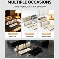 Ensemble de dominos en résine New Dee Double Six, tuiles de dominos rayées noir et blanc, jeu de société de table, cadeaux pour enfants, adultes et familles