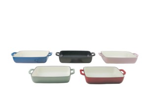 Plat à rôtir en fonte émaillée robuste pour le ragoût de dimanche britannique, plat de cuisson rectangulaire avec doubles poignées, ustensile de cuisine professionnel - Product Image 1